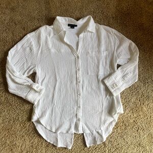 Women’s Large Sanctuary White Gauze Cotton High Low Top Neutral Contemporary